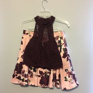 2 piece floral homecoming dress